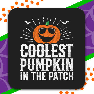 Der Coolste Kürbis im Patch-Halloween-Party Quadratischer Aufkleber