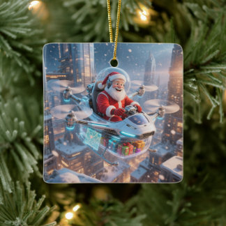 Der coolste Sci-Fi-Weihnachtsmann Keramikornament