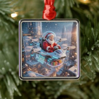 Der coolste Sci-Fi-Weihnachtsmann Ornament Aus Metall