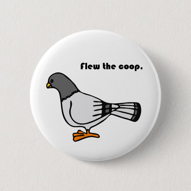 Der Coop Funny Gray Taube Cartoon fliegen Button (Vorderseite)