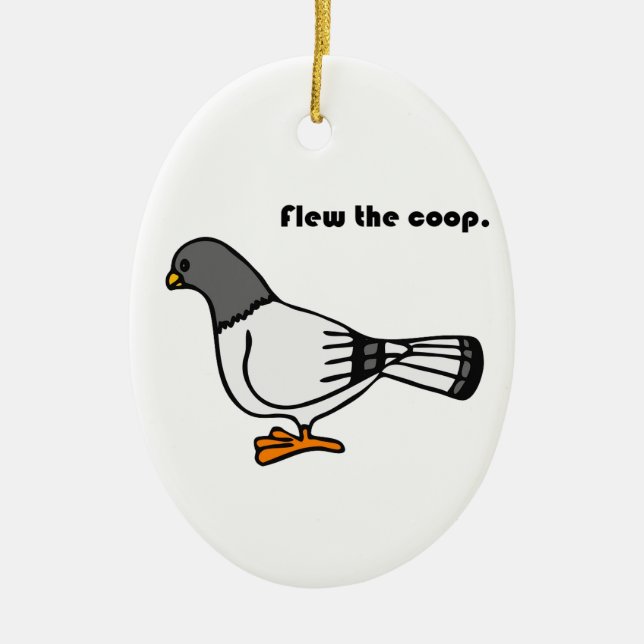 Der Coop Funny Gray Taube Cartoon fliegen Keramikornament (Vorne)