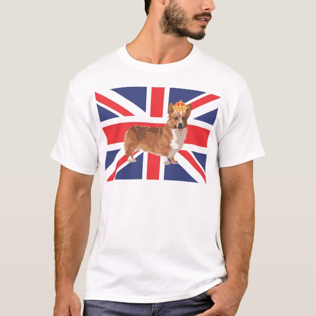 Der Corgi der Königin mit Kronen-und T-Shirt (Vorderseite)