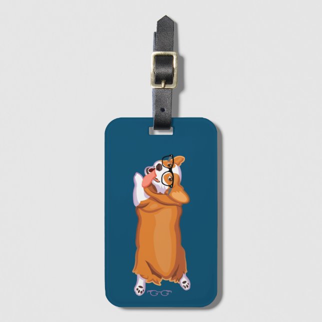 Der Corgi Sploot Gepäckanhänger (Vorderseite Vertikal)
