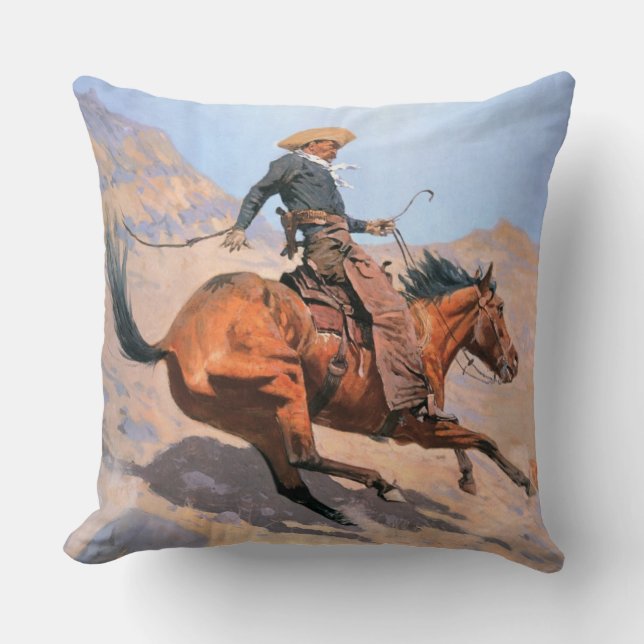 Der Cowboy (Öl auf Leinwand) Kissen (Vorderseite)