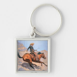 Der Cowboy (Öl auf Leinwand) Schlüsselanhänger