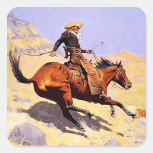 Der Cowboy Western Art von Frederic Remington Quadratischer Aufkleber