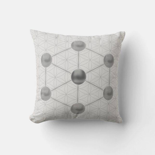 Der Cube und die Blume des Lebens von Metatron Kissen (Vorderseite)