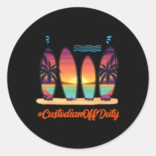 Der Custodian Off Duty Sommerzeit Ende des Schulja Runder Aufkleber