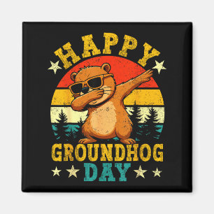Der dabbing Murmeltier Liebhaber vintage Tier Grun Magnet