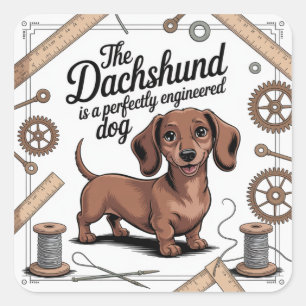 Der Dachshund ist ein perfekt konstruierter Hund Quadratischer Aufkleber
