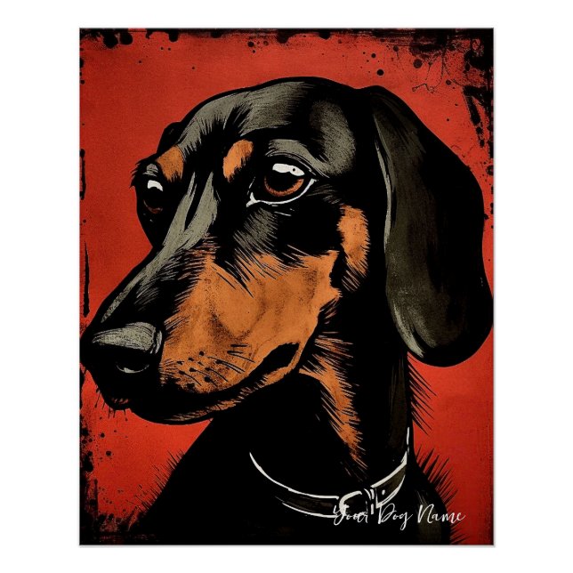 Der Dackel Hund, rot und schwarz 001 - Ulises Dall Poster (Vorderseite)