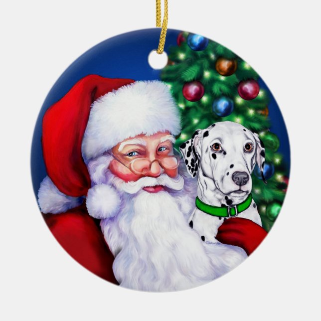 Der Dalmatiner des Weihnachtsmanns bei der Weihnac Keramikornament (Vorne)