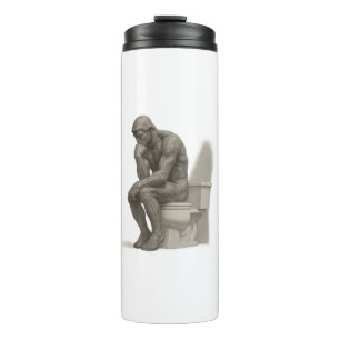 Der Denker auf dem Thron – Klassischer Kohle-Stil Thermosbecher