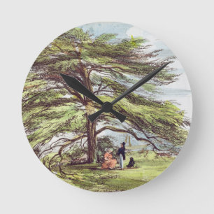 Der der Libanon-Zedern-Baum im Arboretum, Kew Runde Wanduhr