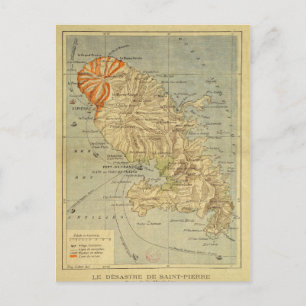 Der Desaster von Saint Pierre Karte von Martinique