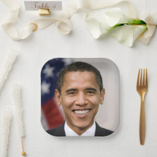 Der designierte US-Präsident Barack Obama Pappteller