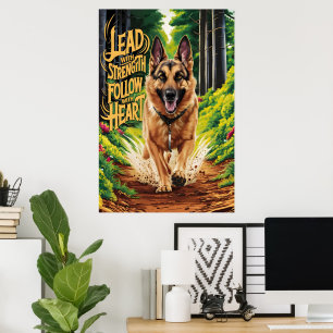 Der deutsche Hirte durchquert den Wald Poster