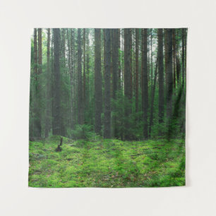 Der dichte Sommer Wald: Landschaftspanorama. Wandteppich