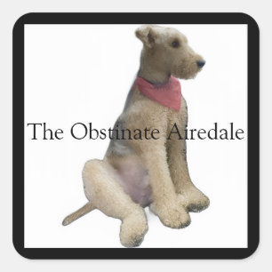 Der Dickköpfige Airedale-Aufkleber Quadratischer Aufkleber