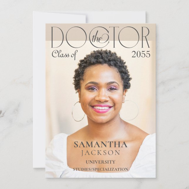 Der Doctor Chic Foto Magazine Doctoral Abschluss Einladung (Vorderseite)