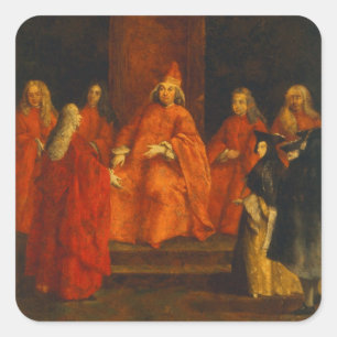 Der Doge Grimani auf seinem Thron Quadratischer Aufkleber