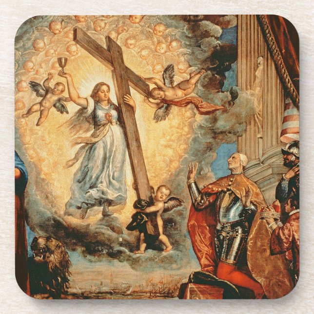 Der Doge Grimani, der vor Glauben knit Getränkeuntersetzer (Vorderseite)