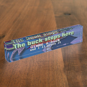 Der Dollar stoppt hier Namensplakette
