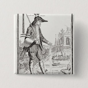 Der Dorf-Bauer, geboren zu leiden, c.1780 Button