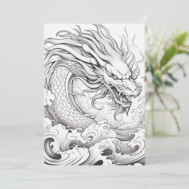 Der Drache auf dem Meer | Farbe für Ihren eigenen  (Stehend Vorderseite)