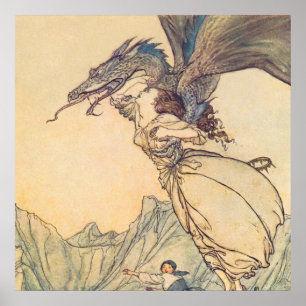 „Der Drache hat die Königin gefangen“ von Arthur R Poster