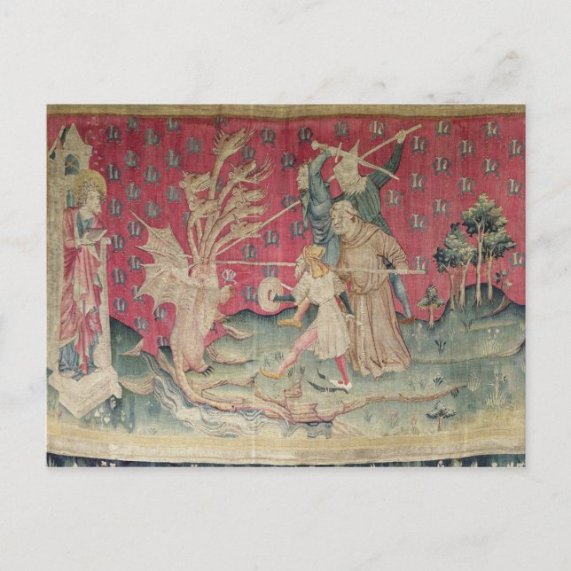 Der Drache kämpft mit den Diener Gottes Postkarte (Vorderseite)