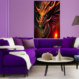 Der Drache lächelt AI Art Poster