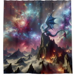 Der Drache und die Sterne Duschvorhang