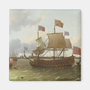 Der Drei-Meister "Britannia" in Rotterdam, 1698 Magnet