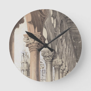 Der Ducal Palast, Renaissance-Hauptstädte des Log Runde Wanduhr