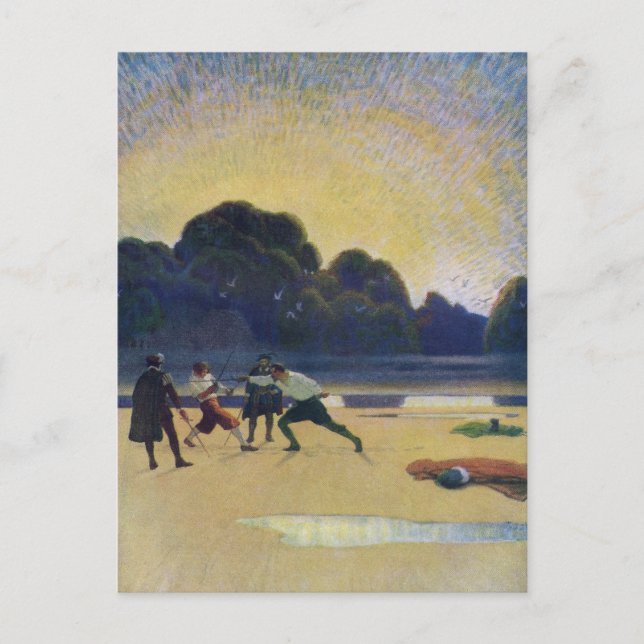 Der Duell am Strand Postkarte (Vorderseite)