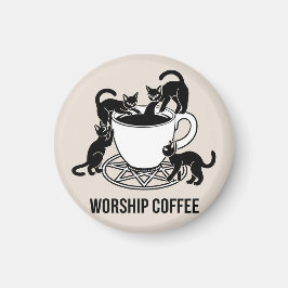Der dunkle Herr katzt Kaffee anbeten, Kaffee anbet Magnet