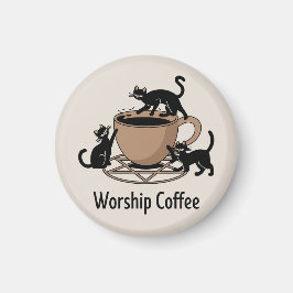 Der dunkle Herr katzt Kaffee anbeten, Kaffee anbet Magnet