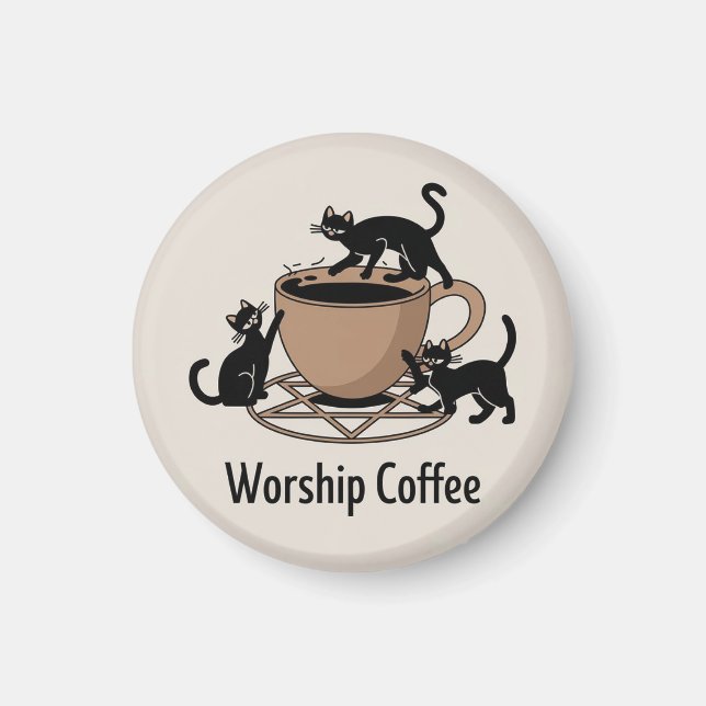 Der dunkle Herr katzt Kaffee anbeten, Kaffee anbet Magnet (Vorne)