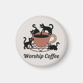 Der dunkle Herr katzt Kaffee anbeten, Kaffee anbet Magnet