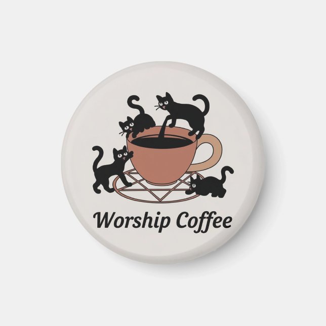 Der dunkle Herr katzt Kaffee anbeten, Kaffee anbet Magnet (Vorne)