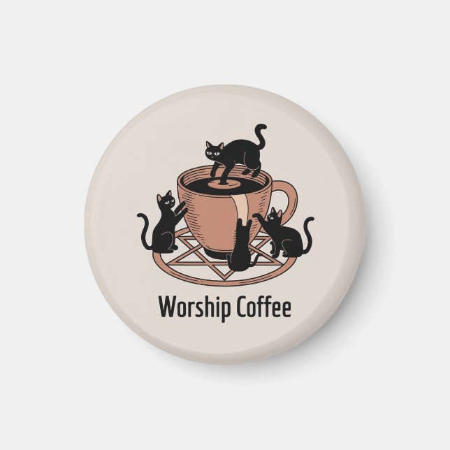 Der dunkle Herr katzt Kaffee anbeten, Kaffee anbet Magnet (Vorne)