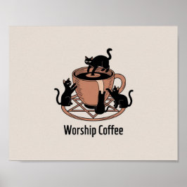Der dunkle Herr katzt Kaffee anbeten, Kaffee anbet Poster