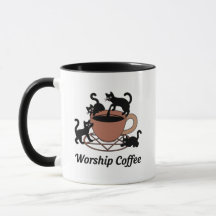 Der dunkle Herr katzt Kaffee anbeten, Kaffee anbet
