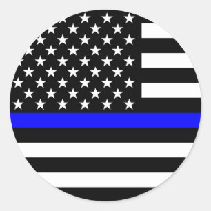 Der dünne Blue Line-Flagge-Dekor Runder Aufkleber