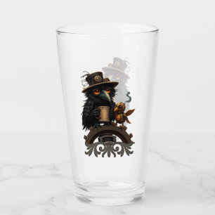 Der durch Kaffee angetriebene Rabe Glas