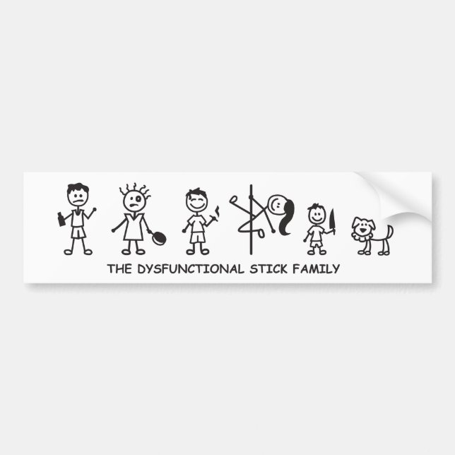 Der dysfunktionelle Stockfamilien-Autoaufkleber Autoaufkleber (Vorne)