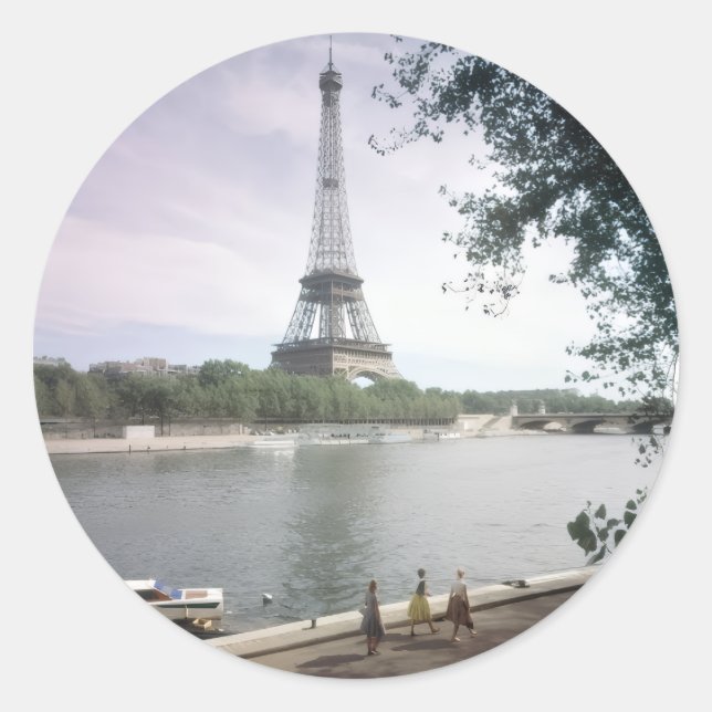 Der Eiffelturm. Paris, circa 1960. Runder Aufkleber (Vorderseite)