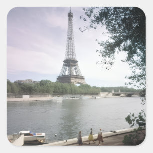 Der Eiffelturm. Paris, etwa 1960. Quadratischer Aufkleber