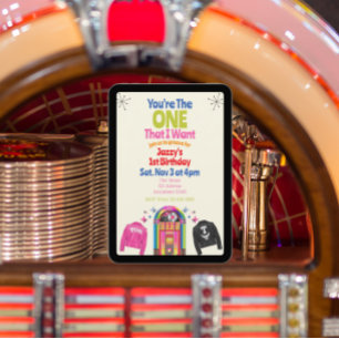 Der Eine, den ich will, Jukebox 1950er 1. Geburtst Einladung